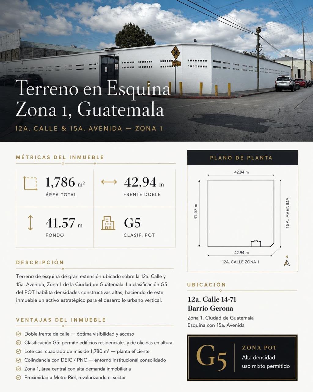 Portada de Terreno en Esquina Zona 1, Guatemala